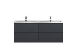 Hudson Reed Urban Soft Black Wall Hung Vanity Unit And Double Polymarble Basin With Silent Close, 540 X 1205 X 383 - thumbnail 1