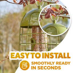 Large Hanging Bird Feeder Garden Novelty Metal Cage Seed Feeding Station Green - thumbnail 5