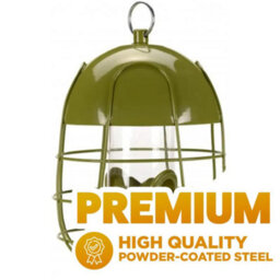 Large Hanging Bird Feeder Garden Novelty Metal Cage Seed Feeding Station Green - thumbnail 6