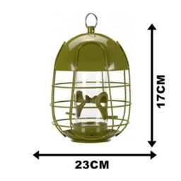 Large Hanging Bird Feeder Garden Novelty Metal Cage Seed Feeding Station Green - thumbnail 2