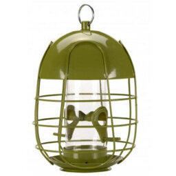 Large Hanging Bird Feeder Garden Novelty Metal Cage Seed Feeding Station Green - thumbnail 3