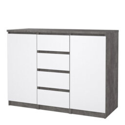 Furniture To Go Naia Sideboard 4 Drawers 2 Doors In Concrete And White High Gloss (W) 120.8 X  (H) 90.7 X (D) 50Cm - thumbnail 4