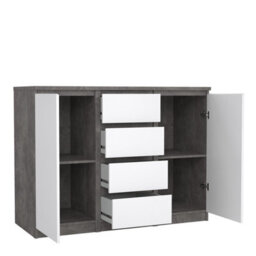 Furniture To Go Naia Sideboard 4 Drawers 2 Doors In Concrete And White High Gloss (W) 120.8 X  (H) 90.7 X (D) 50Cm - thumbnail 5