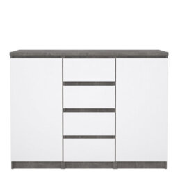 Furniture To Go Naia Sideboard 4 Drawers 2 Doors In Concrete And White High Gloss (W) 120.8 X  (H) 90.7 X (D) 50Cm - thumbnail 3