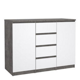 Furniture To Go Naia Sideboard 4 Drawers 2 Doors In Concrete And White High Gloss (W) 120.8 X  (H) 90.7 X (D) 50Cm - thumbnail 2