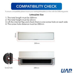 "UAP Limited Uap Doormaster 12"" Silver Draught Proof Letterbox For Upvc Composite And Wooden Doors 40 To 80mm" - thumbnail 3