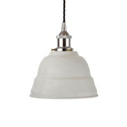 Pale Grey Lincoln Painted Dome Pendant Light With Nickel Lamp Holder And Black Twisted Cable - Se Home - thumbnail 1