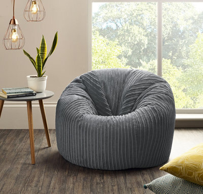 Beautiful Beanbags Adult Classic Beanbag Jumbo Cord Bean Bags Ready Filled - Grey - image 1