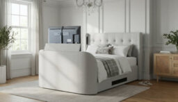 Prestige True Sound 5.1 Media Ottoman Tv Bed With Built In Soundbar In Natural Fabric - Super King 6Ft - thumbnail 3