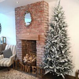 Samuel Alexander 8Ft (240Cm) Premier Slim Green Lapland Spruce Snow Flocked Christmas Tree Pe Pvc Mixed Branches - thumbnail 1