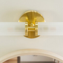Valuelights Canya Pair Of Brushed Gold Ip44 Up Down 2 Way Frosted Reeded Glass Wall Lights - thumbnail 4