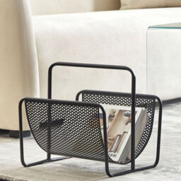 Beliani Black Iron Magazine Rack - Portable Top-Handle Storage - thumbnail 2