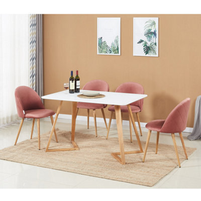 Life Interiors Lucia Halo Dining Set, A Table And Chairs Set Of 4, White/pink - image 1