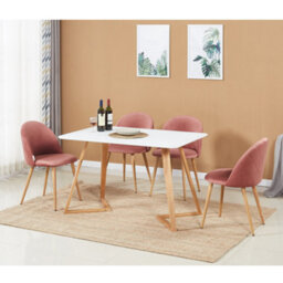 Life Interiors Lucia Halo Dining Set, A Table And Chairs Set Of 4, White/pink - thumbnail 2