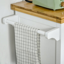 Homcom Rolling Kitchen Cart Storage Trolley With Drawer Towel Rail White - thumbnail 8