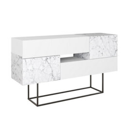 Decortie Eros Console Sideboard Cabinet Display Unit White Marble Effect - thumbnail 2