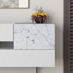 Decortie Eros Console Sideboard Cabinet Display Unit White Marble Effect - thumbnail 5