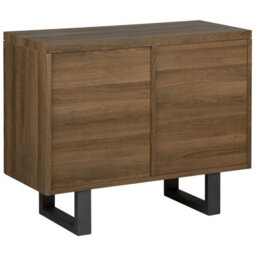 Beliani 2-Door Sideboard Dark Brown Wood-Effect Veneer With Graphite Grey Metal Base, 4 Shelves - W94 X D42 X H79Cm - thumbnail 6