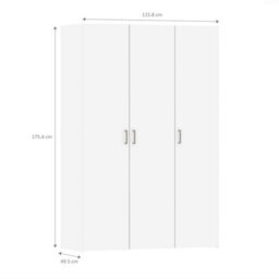 Wyld Haus Munich White 3-Door Wooden Wardrobe With 6 Shelves - thumbnail 4
