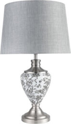 Lighting Supermarket Hepburn Large Ceramic Table Lamp Grey Linen Shade Black Printed Finish 58Cm - thumbnail 2