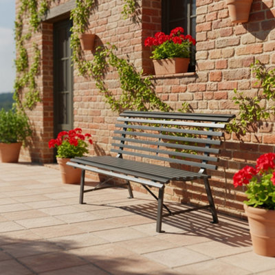 Sweeek - Steel Garden Bench 2-Seater Anthracite 140X81.5X73 Cm - Nima - image 1