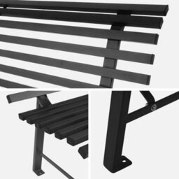 Sweeek - Steel Garden Bench 2-Seater Anthracite 140X81.5X73 Cm - Nima - thumbnail 6