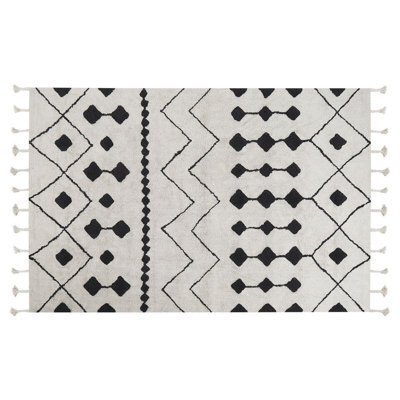 Beliani Rug Khemisset Off-White 140 X 200 Cm Cotton - image 1
