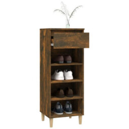 Berkfield Shoe Cabinet Smoked Oak 40X36X105 Cm Engineered Wood - thumbnail 7