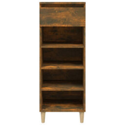 Berkfield Shoe Cabinet Smoked Oak 40X36X105 Cm Engineered Wood - thumbnail 3