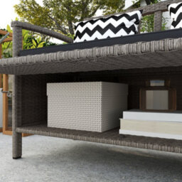 Outsunny 160L Rattan Garden Storage Bench, Cushioned Outdoor Bench, Grey - thumbnail 8