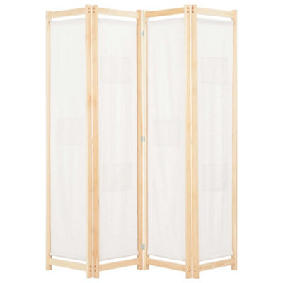 Berkfield 4-Panel Room Divider Cream 160X170X4 Cm Fabric - image 1
