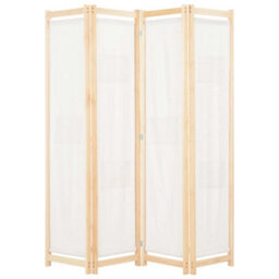 Berkfield 4-Panel Room Divider Cream 160X170X4 Cm Fabric - thumbnail 1