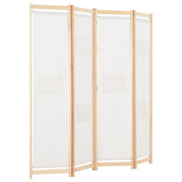 Berkfield 4-Panel Room Divider Cream 160X170X4 Cm Fabric - thumbnail 3