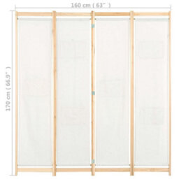 Berkfield 4-Panel Room Divider Cream 160X170X4 Cm Fabric - thumbnail 8