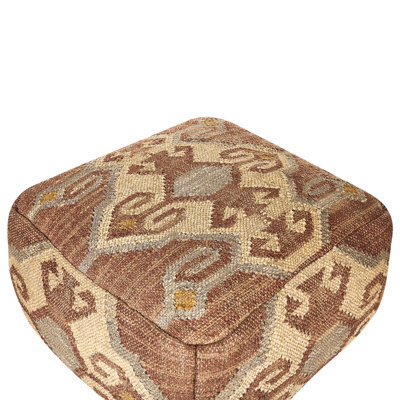 Wyld And Coco Handmade Panja-Stitched Multicolour Jute And Wool Pouffe 50 X 50 X 30 Cm Boho Footstool - image 1