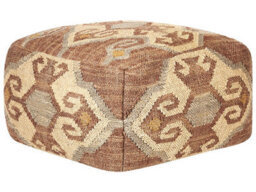 Wyld And Coco Handmade Panja-Stitched Multicolour Jute And Wool Pouffe 50 X 50 X 30 Cm Boho Footstool - thumbnail 3