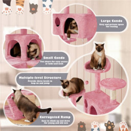 Yaheetech 137Cm Cat Tree Tower With Scratching Posts - Pink - thumbnail 6