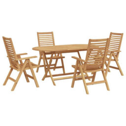 Berkfield Garden Dining Set 5 Pcs Brown Solid Teak Wood - thumbnail 2