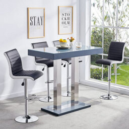 Furniture in Fashion Caprice Grey High Gloss Bar Table 4 Ritz Black White Stools - thumbnail 1