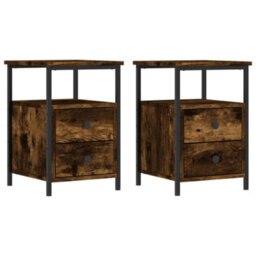 Vidaxl Bedside Cabinets 2 Pcs Smoked Oak 34X35.5X50 Cm Engineered Wood - thumbnail 2