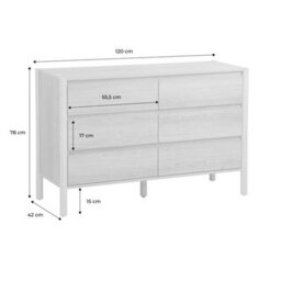 Sweeek - Wood Decor Chest With 6 Drawers Natural 120X42X78 Cm - Harmony - thumbnail 5