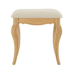 The Furniture Market French Chateau Oak Dressing Table Stool Solid French Style Stool Natural Linen Upholstered Seat Hand-Carved Cabriole Legs - thumbnail 4
