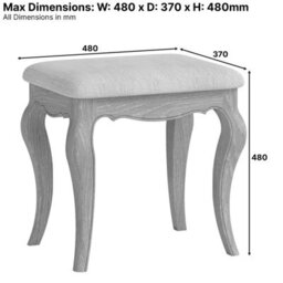 The Furniture Market French Chateau Oak Dressing Table Stool Solid French Style Stool Natural Linen Upholstered Seat Hand-Carved Cabriole Legs - thumbnail 5