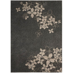 Charcoal Floral ,luxurious Modern Easy To Clean Rug For Bedroom & Living Room -66 X 229Cm (Runner) - thumbnail 5