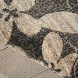 Charcoal Floral ,luxurious Modern Easy To Clean Rug For Bedroom & Living Room -66 X 229Cm (Runner) - thumbnail 2