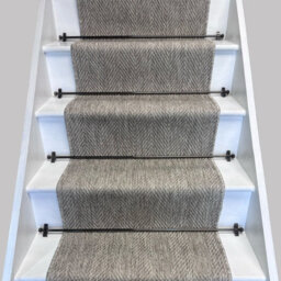 RainbowHome Herringbone New England Grey Stair Runner Self Colour Border 55 700 - thumbnail 1