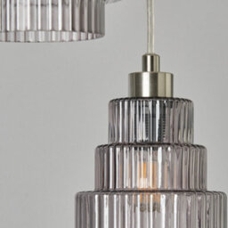 Litecraft Louisa 3 Light Ceiling Cluster Pendant With Smoke Glass Shades - Satin Nickel - thumbnail 5