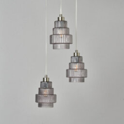 Litecraft Louisa 3 Light Ceiling Cluster Pendant With Smoke Glass Shades - Satin Nickel - thumbnail 4