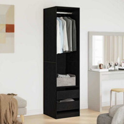 Vidaxl Wardrobe With Drawer Black Oak 50 X 50 X 200 Cm Engineered Wood - thumbnail 1