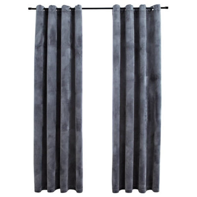 Berkfield Elegant Blackout Curtains With Rings 2 Pcs Velvet Anthracite 140X245 Cm